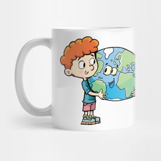 boy and a girl protect the planet earth Mug